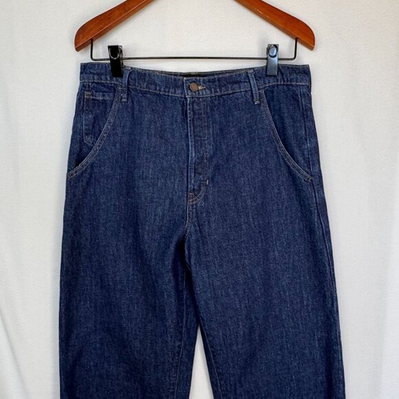 Banana Republic Premium Denim High Rise Relaxed Tapered Dark Blue Jeans Size 31 - Picture 4 of 16